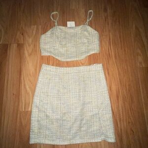Two-Piece Tweed Skirt and crop Top Set